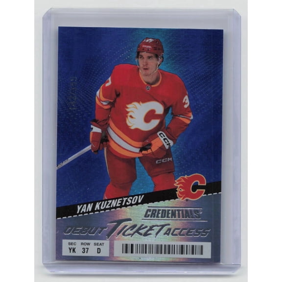 2025 Upper Deck Credentials Debut Ticket Access Yan Kuznetsov Calgary Flames Blue #143 /399 Rookie Hockey Card