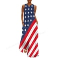thumbnail image 1 of 2025 Usa Flag Dress Sleeveless Casual V-Neck Long Dresses Party Evening Bohemian Beach Dress Maxi Vestidos Space Galaxy Robes Trendy, 1 of 6