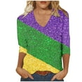 2025 Vneck Mardi Gras Outfit for Women Holiday Party Street Shirt New