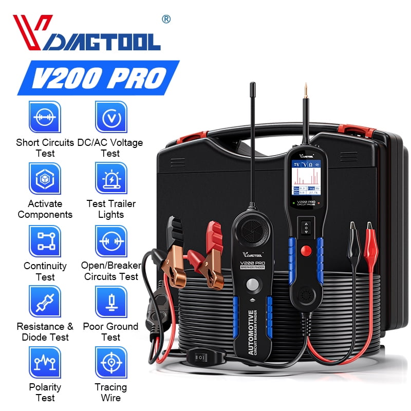 2025 VDIAGTOOL V500PRO 2-in-1 Power Circuit Probe Tester With Breaker Finder – 12V, Oscilloscope, Multimeter, Relay Tester