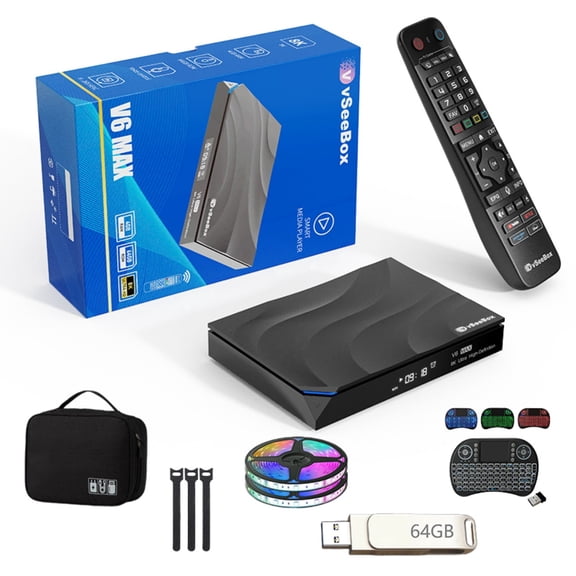 2025 VSeebox V6 Max Version Voice Control, 8K HDMI, Android 14, 4GB RAM, 64GB Storage