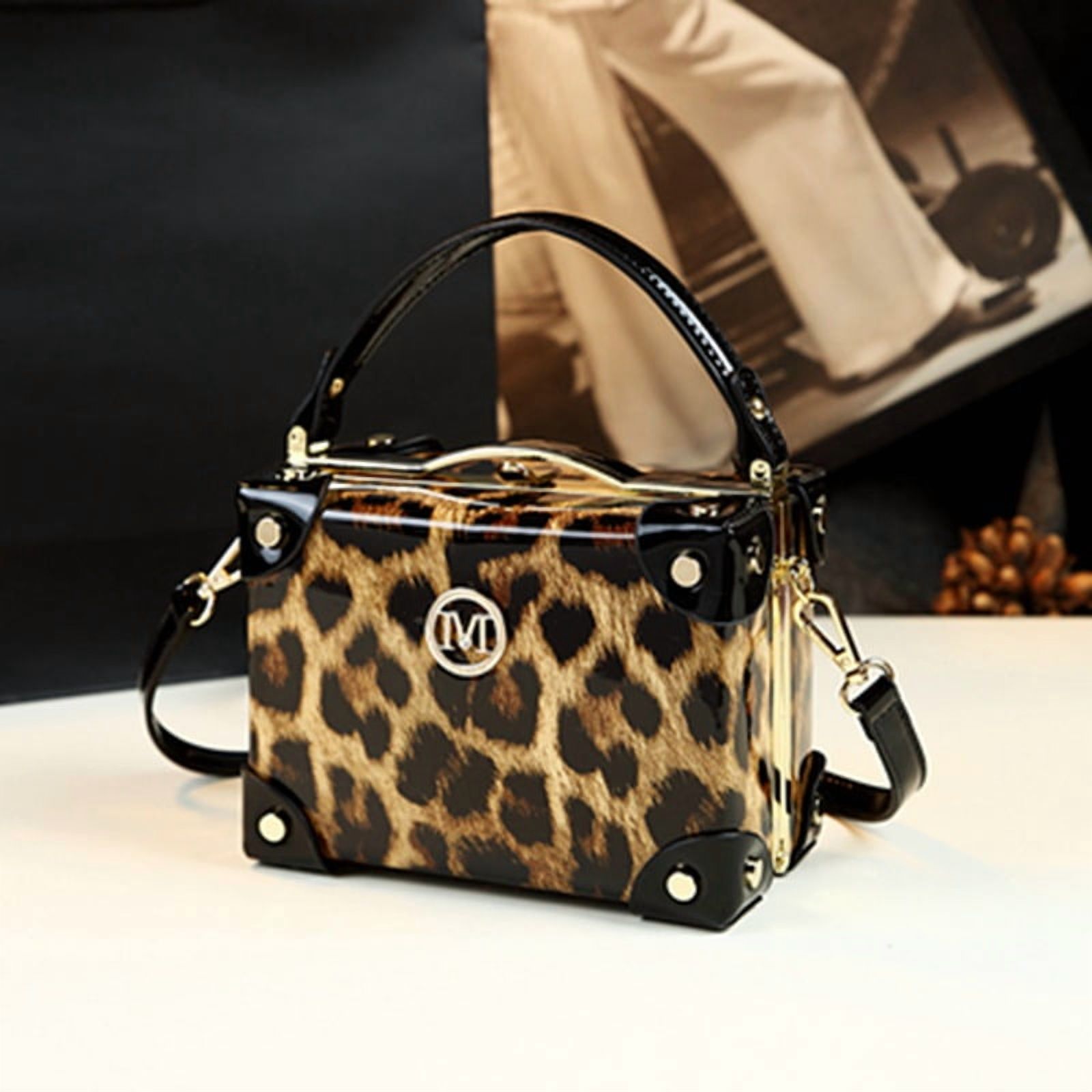 Mini Box Handbag 2025 Vintage Mini Box Bag for Women | Trendy Patent Leather Crossbody ...