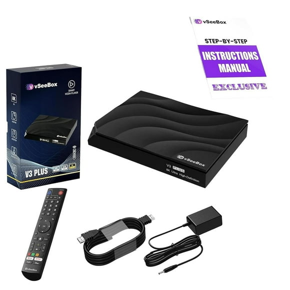 2025 Vseebox V3 Plus Version Voice Control, 8K HDMI&Ethernet Cable, Android 11, 4GB RAM, 64GB Storage , (Easy Setup, Lifetime Tech Support)