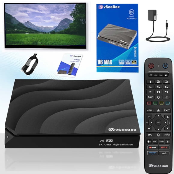 2026 Vseebox V6 Max Version Voice Control, 4GB+64GB 8K HD, HDMI & Wi-Fi Support