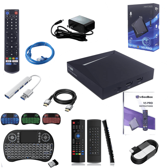 2025 Vseebox V5 Pro Android 12 Version 8K Voice Control Streaming Media Player with HDMI & Ethernet Cable