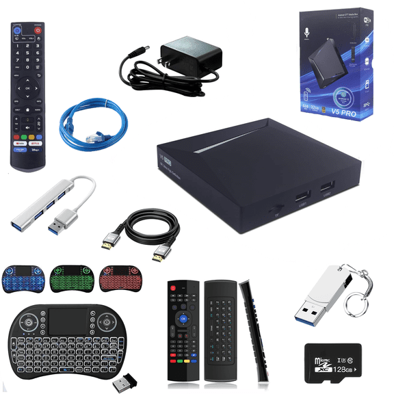 2025 Vseebox V5 Pro Android 12 Version 8K Voice Control Streaming Media Player with HDMI & Ethernet Cable