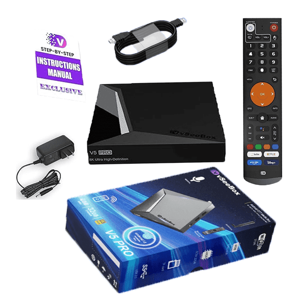 2025 Vseebox V5pro Version Voice Control, 8K HDMI&Ethernet Cable, Android 12, 4GB RAM, 32GB Storage