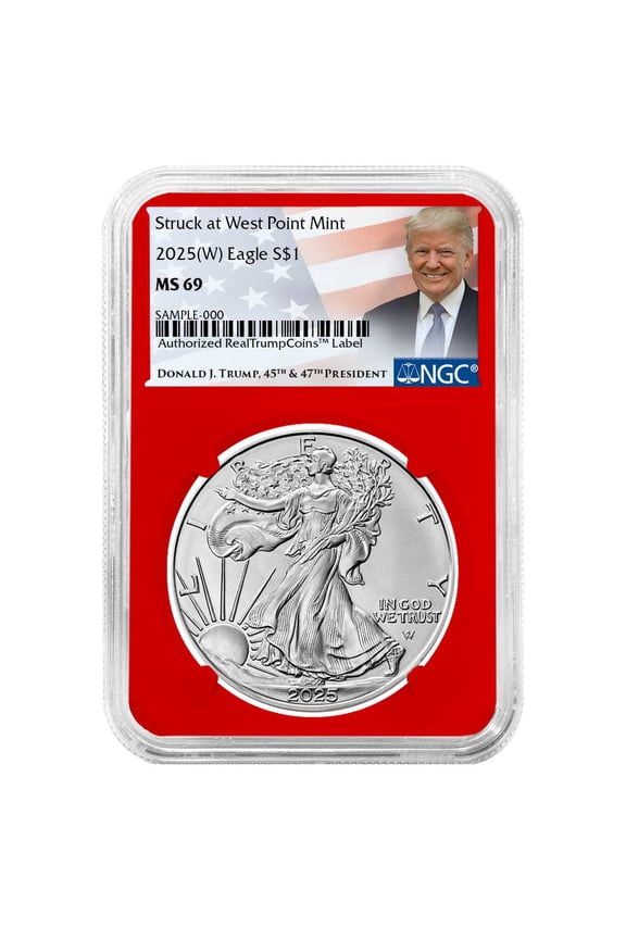 2025 (W) $1 American Silver Eagle NGC MS69 Trump Label Red Core