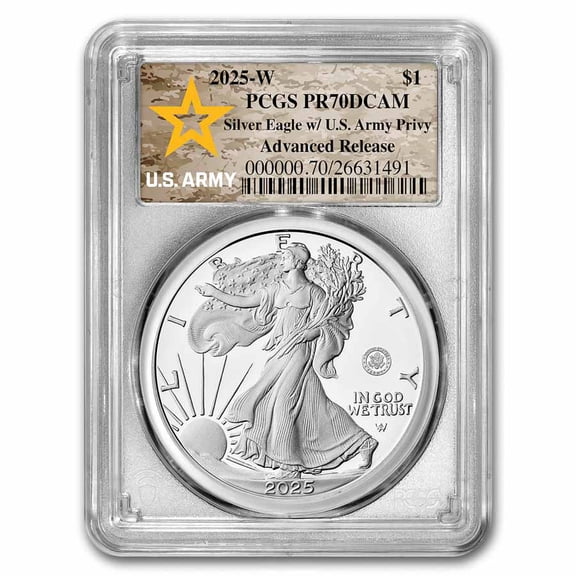2025-W 1 oz Proof Silver Eagle PR-70 PCGS (Army Privy, AR, Army)