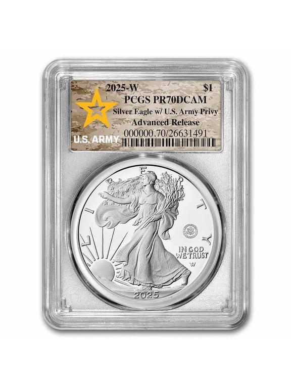 2025-W 1 oz Proof Silver Eagle PR-70 PCGS (Army Privy, AR, Army)