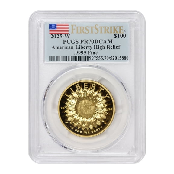 2025-W $100 Gold High Relief PCGS PR70 Deep Cameo First Strike Flag Label U.S. Mint Coin