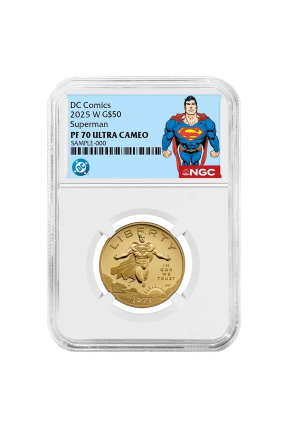 2025-W $50 1/2-oz Proof Superman DC Comics Gold Coin NGC PF70UC Superman Label