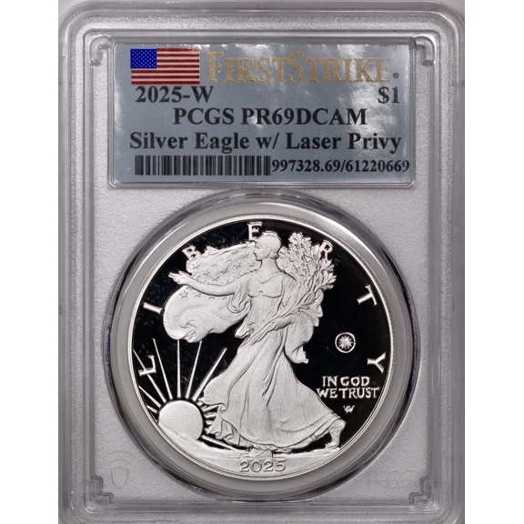 2025-W American Silver Eagle Laser Privy PCGS PR69 DCAM First Strike With OGP