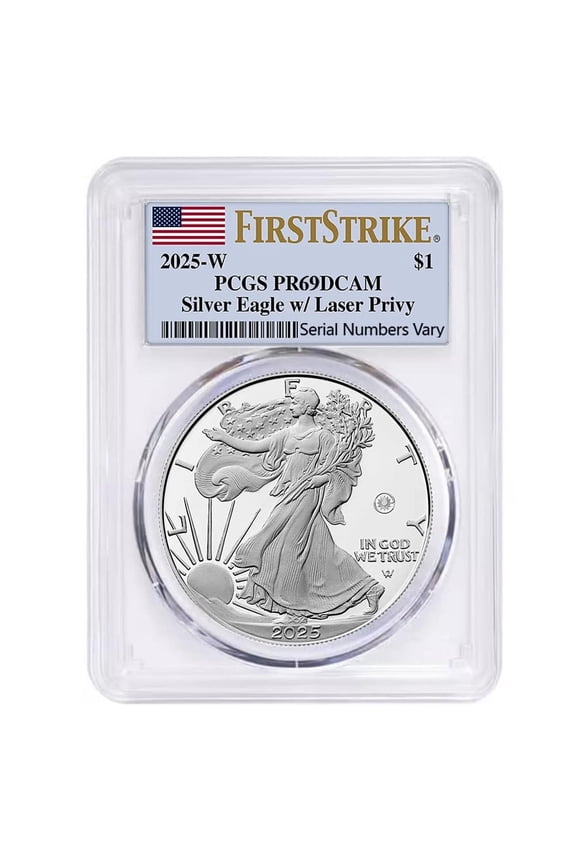 2025-W Laser Engraved Privy 1 oz Proof Silver American Eagle PCGS PF 69 FS