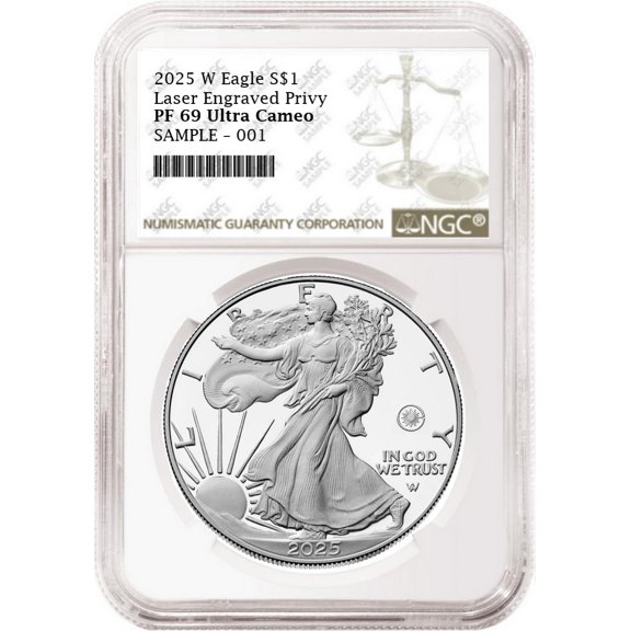 2025 W Laser Engraved Privy Proof Silver Eagle NGC PF69 Brown