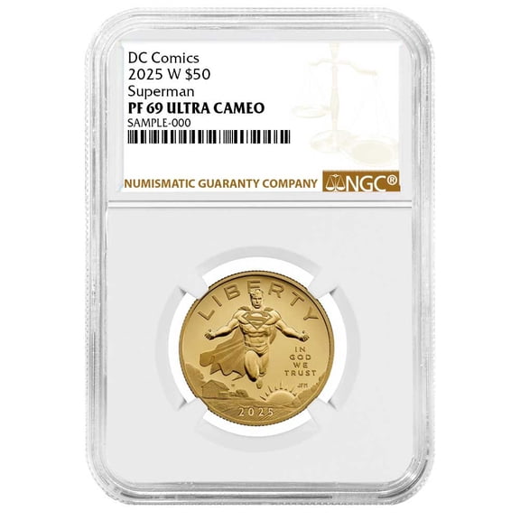 2025-W Proof $50 Superman DC Comics 1/2 oz Gold Coin NGC PF69UC Brown Label