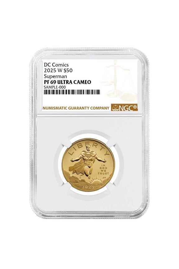 2025-W Proof $50 Superman DC Comics 1/2 oz Gold Coin NGC PF69UC Brown Label