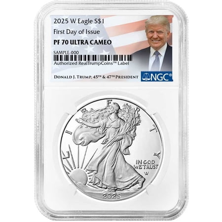 2025-W Silver Eagle FDI NGC PF70 Ultra Cameo Trump Label