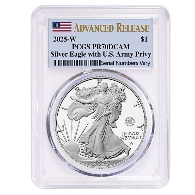 2025-W US Army Privy 1 oz Proof Silver American Eagle PCGS PF 70
