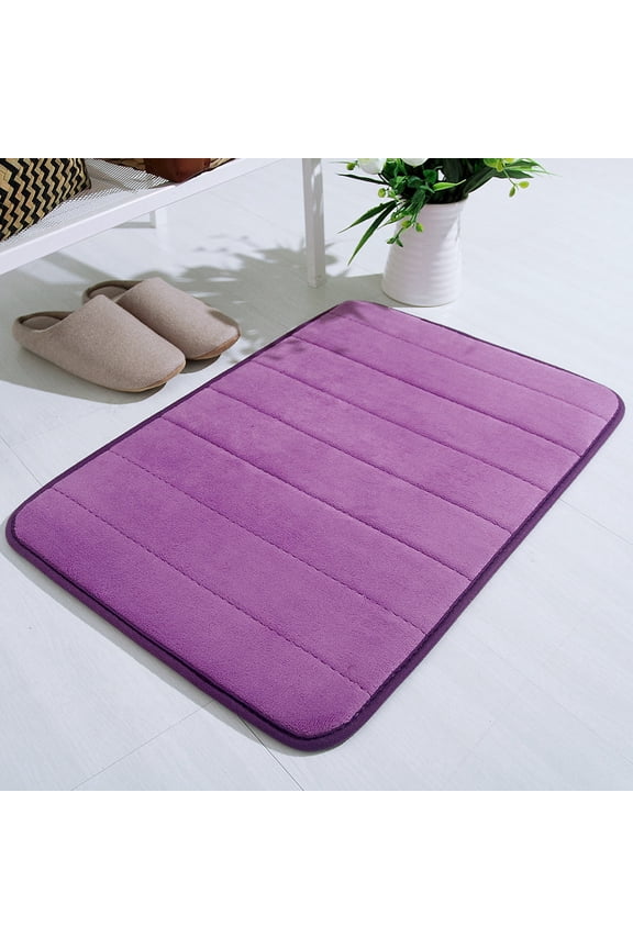 2025 WIZUTIZ Shower Mat Bathroom Rugs Kitchen Rugs Bath Mats for Bathroom Floor Machine Washable Rugs Soft Absorbent Carpets Non-slip Memory Foam Rug 17 X 24 Inch Purple