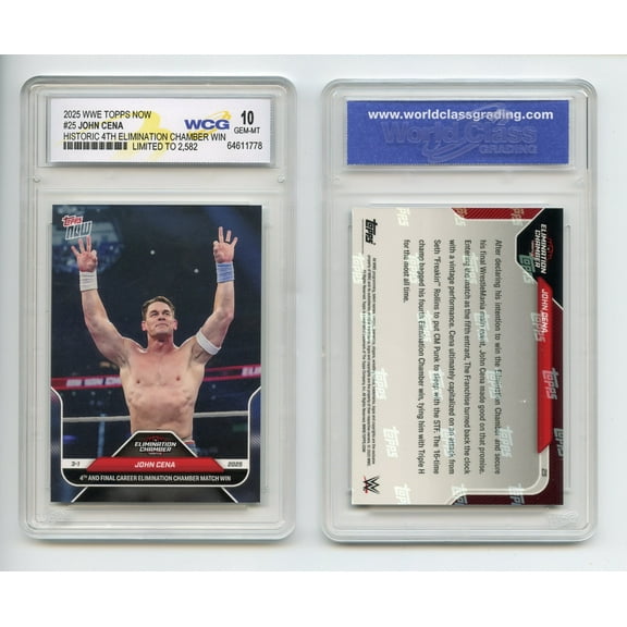 2025 WWE Topps JOHN CENA Historic 4th Chamber Win Card #25 - Graded Gem Mint