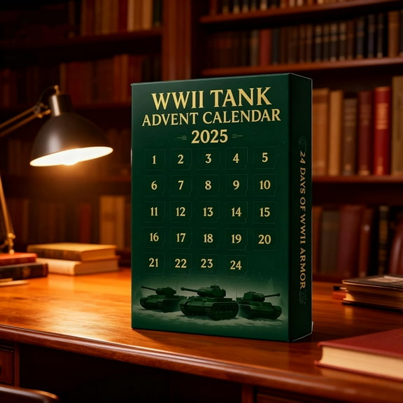 2025 WWII Tank Advent Calendar, 24 Days of Iconic Tank, WWII Advent Calendar 2025, Christmas Countdown Calenda-r with 24 Iconic WWI-I Tan-k Ornaments, for History Buffs