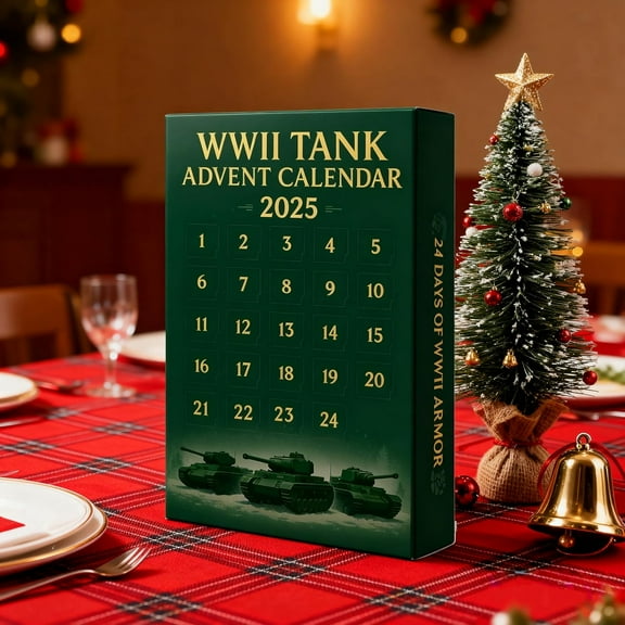 2025 WWII Tank Advent Calendar, 24 Days of Iconic Tank, with 24 Iconic WWII Tanks Ornaments, Military Advent Calendar 2025, for History Buffs