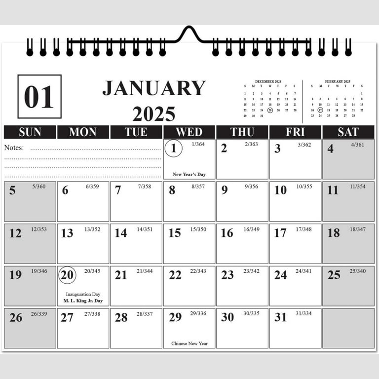 2025 wall calendar, 14.5