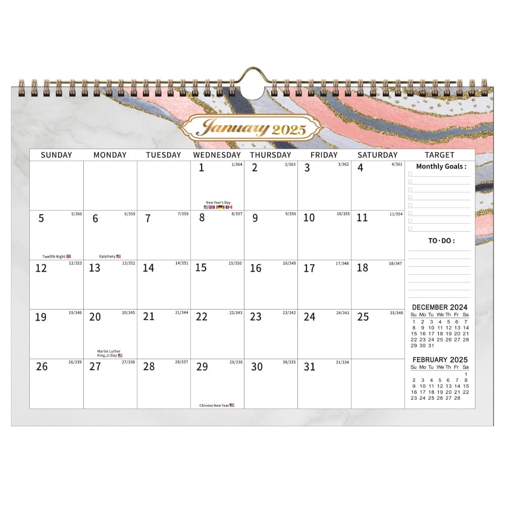 2025 Wall Calendar, 18-Month Display from January 2025 to June 2026, 11.5" x 14.6" with Julian Dates