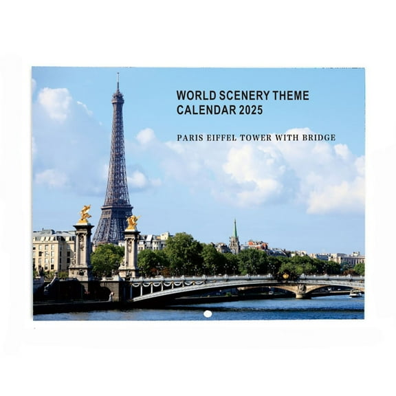 2025 Wall Calendar Bilingual English Monthly Scenery Theme With International Holidays Landscape Photos Coated Paper Recyclable Material For Home Office Planning Scheduling