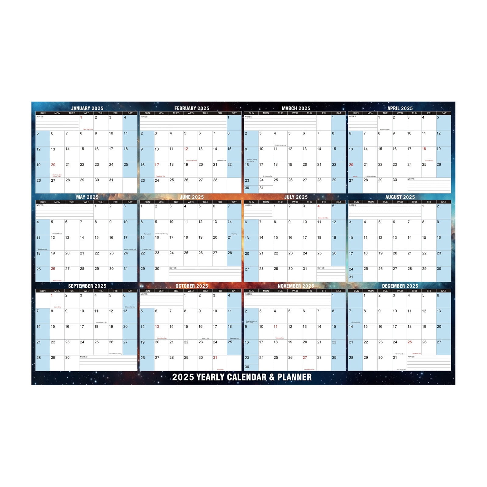 2025 Wall Calendar Large Dry Erase Calendar for Wall Erasable Laminated