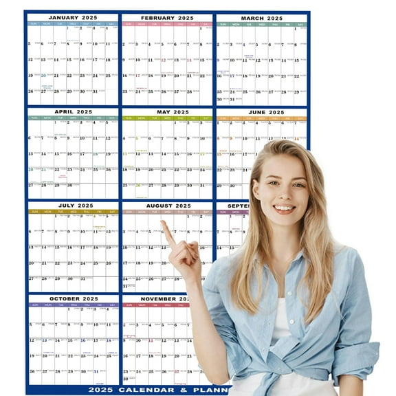 2025 Wall Mounted Erasable Calendar - Double-Sided Adhesive, Foldable Design - English Language for Home or Office