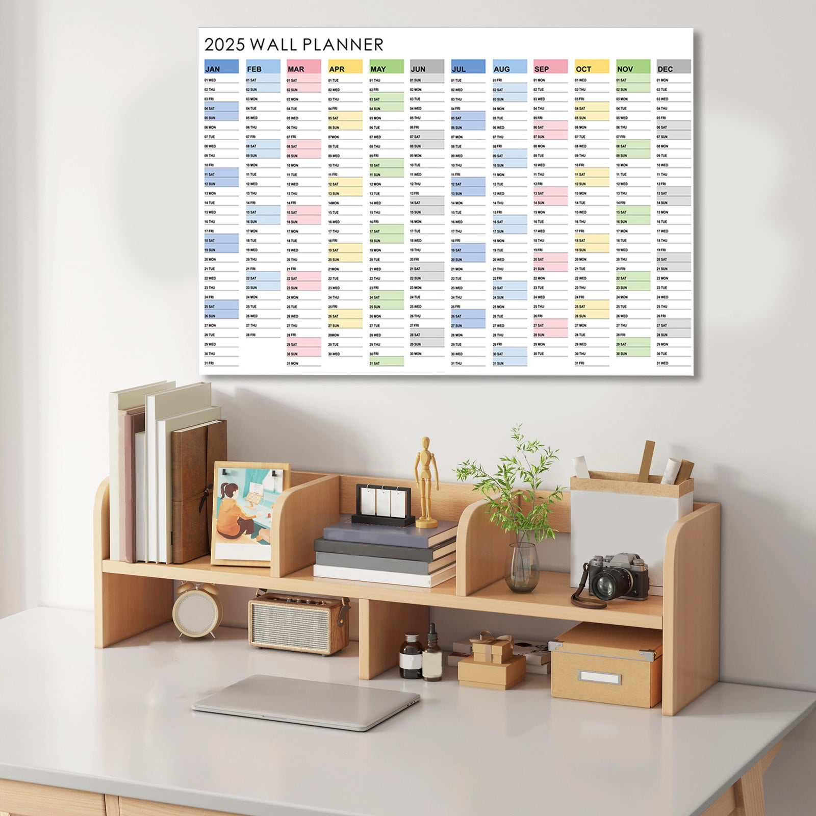 2025 Wall Planner Foldable Yearly Calendar with Color Coded Design and