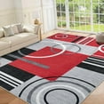 thumbnail image 1 of 2025 Washable Runner Rug 10x13 Modern Circle Rugs Runner Non Slip Low Pile Rug for Hallway Soft Long Rugs Indoor Floor Carpet for Kitchen Bedroom Entryway, Red, 1 of 8