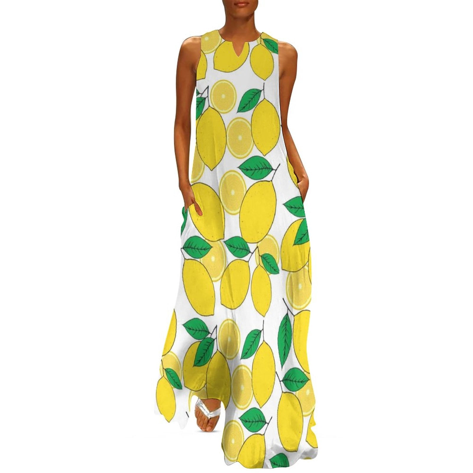 2025 Watercolor Lemon Dress Summer Blue And White Stripes Korean Fashion  Bohemia Long Dresses Women Design Modern Maxi Dress Big Size - Walmart.com