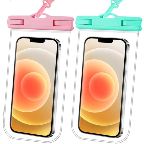 2025 Waterproof Phone Pouch 2 Pack Cruise Ship Essentials Must Haves Dry Bag for Vacation Beach Travel Kayak Accessories, Suitable for iPhone 16 15 14 13 12 Plus Pro Max Galaxy - Blue+Green