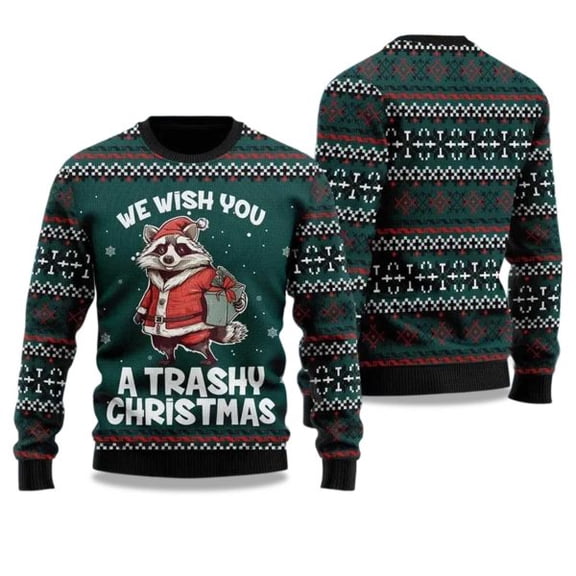 2025 We Wish You A Trashy Christmas Racoon 3D Christmas Sweater