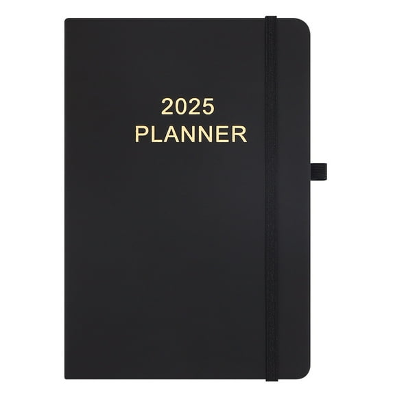 2025 Weekly & Monthly Hardcover Planner (Red), 12 Month (January 2025 - December 2025), Weekly & Monthly Spreads, Includes Additional Note Pages-black