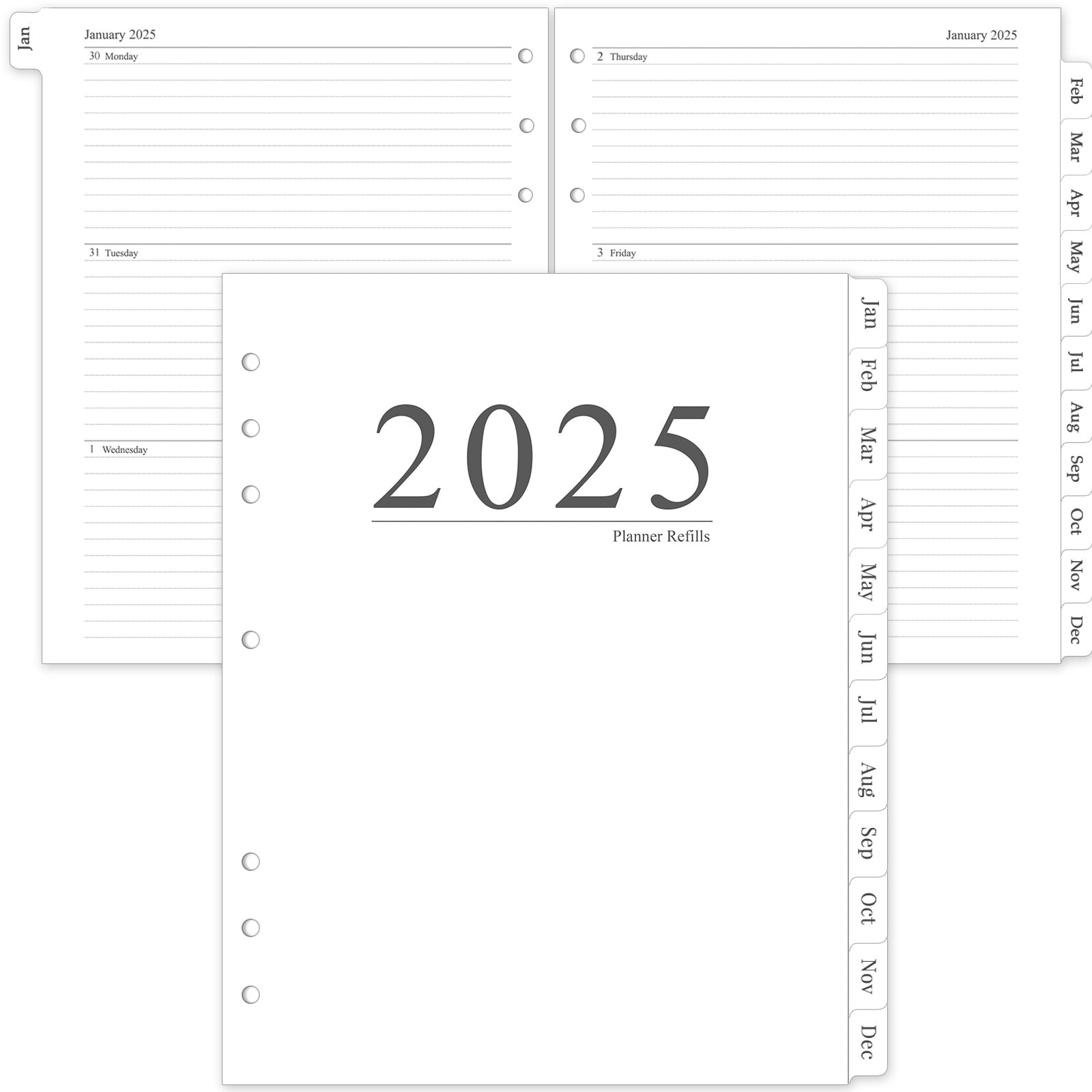 2025 Weekly & Monthly Planner Refill with Tabs, Letter Size Inserts ...