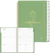 2025 Weekly & Monthly Planner, Spiral-bound Calendar with Tabs, Jan-Dec 2025, 6.3" X 8.5" Green