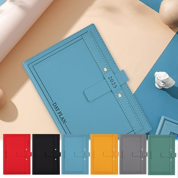 2025 Weekly Planner | A5 Notebook Organizer | Monthly & Daily Scheduling | Thick White Ink-Proof Paper | 5.7 x 8.5 in | One Calendar Book | Green/Gray/Yellow/Blue/Red | Year-End, Travel, Bills