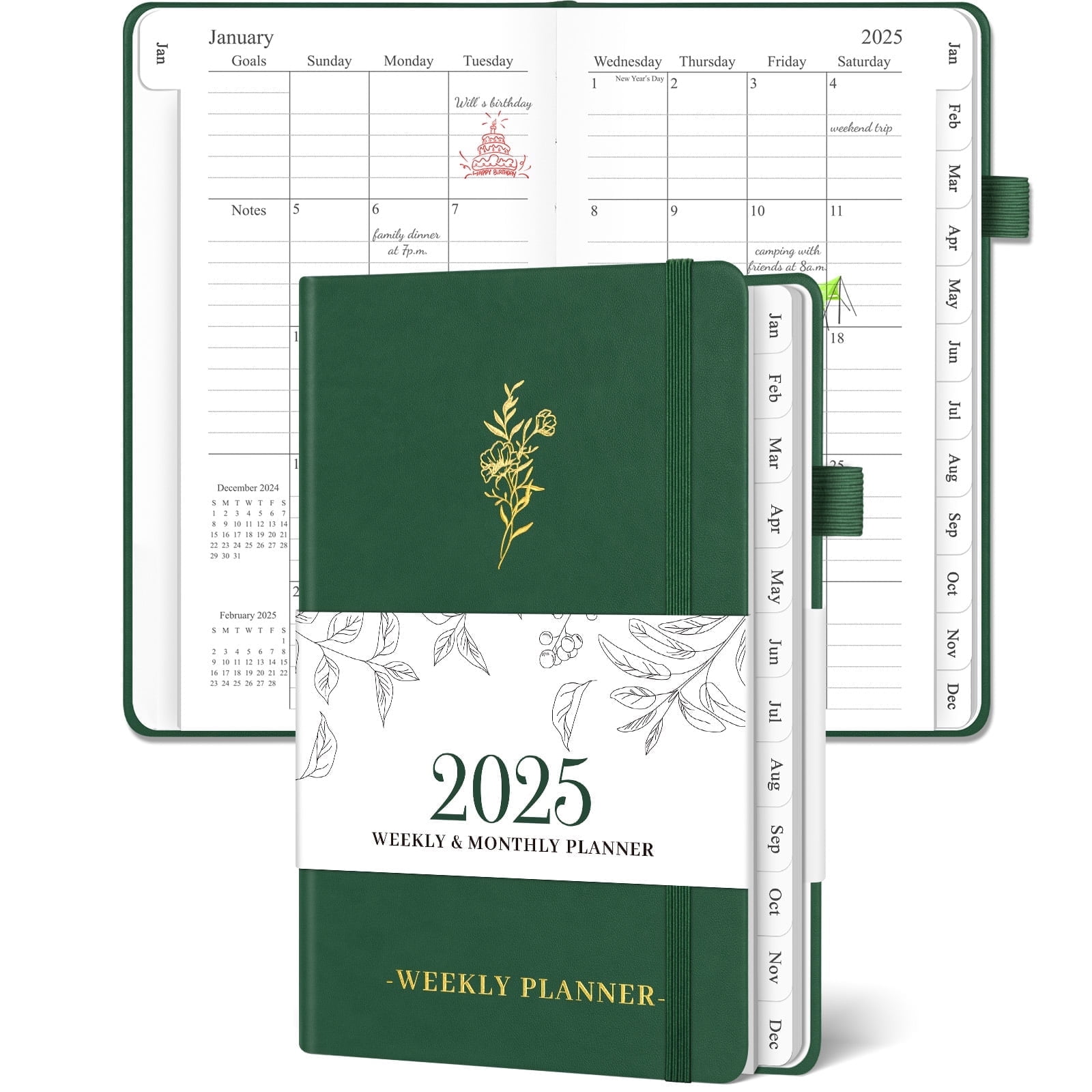 VinTS 2025 Planner - 8.5x11 Large Weekly Monthly Dated Organizer With Stickers