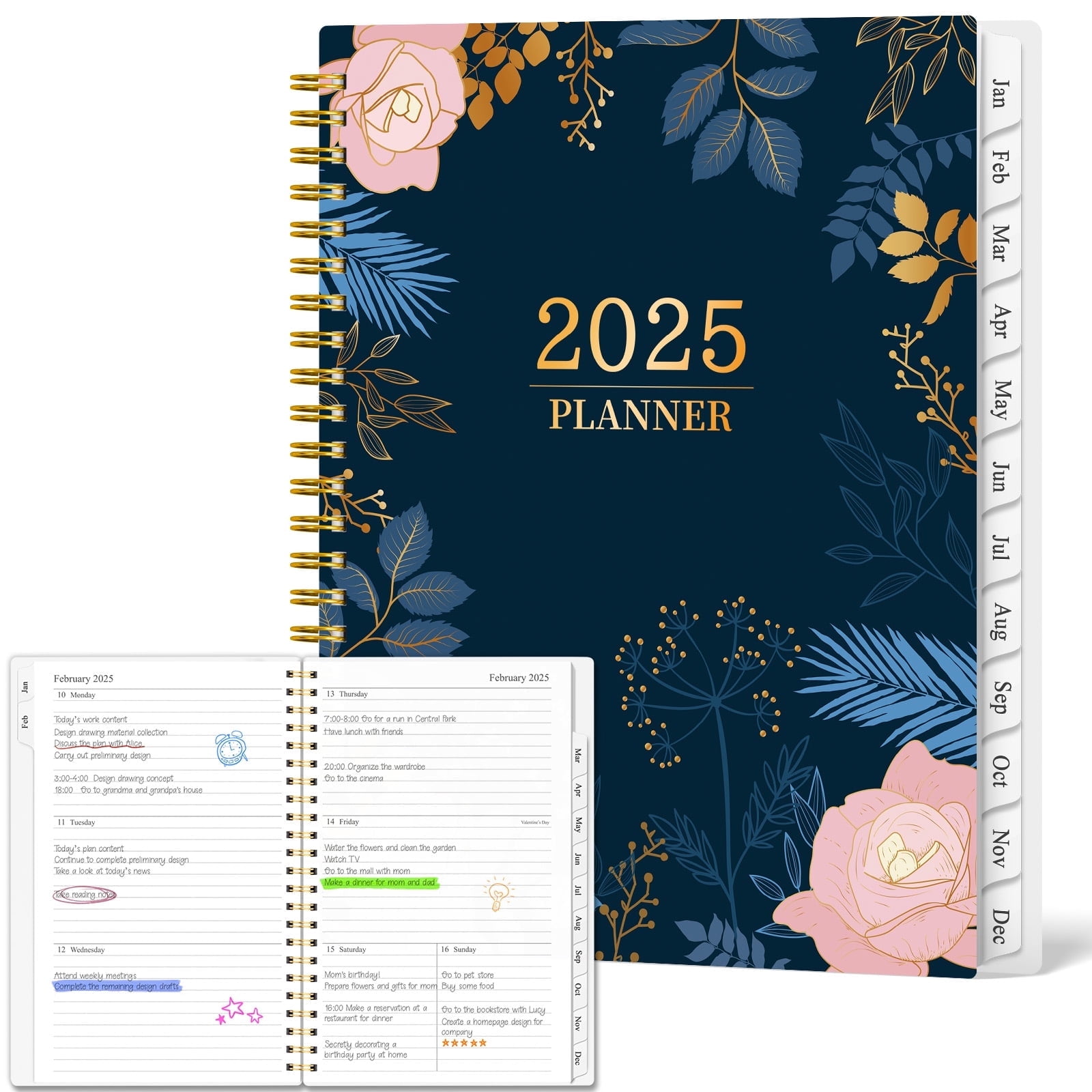 2025 Weekly and Monthly Planner with Tabs, Jan to Dec, 6.5"x8.3 ...