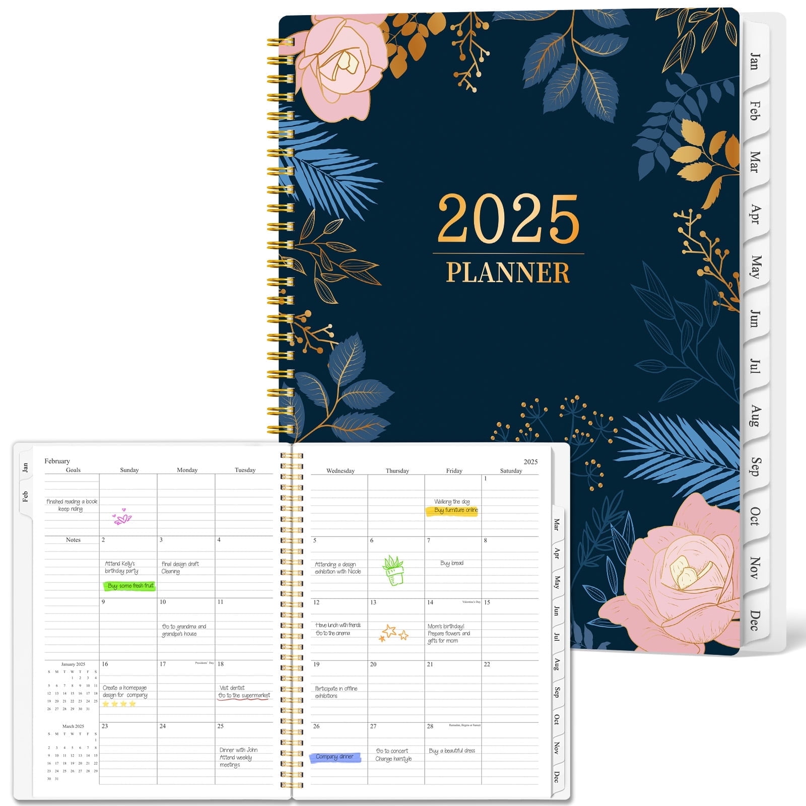 2025 Weekly and Monthly Planner with Tabs, Jan to Dec, 8.5" x 11 ...