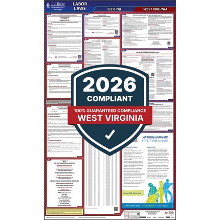 2025 West Virginia and Federal Labor Law Poster (English, WV State) - OSHA Compliant All-in-One Laminated Poster