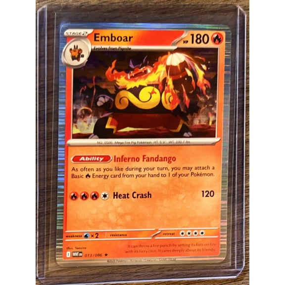 2025 White Flare Emboar Reverse Holo Rare #13/86