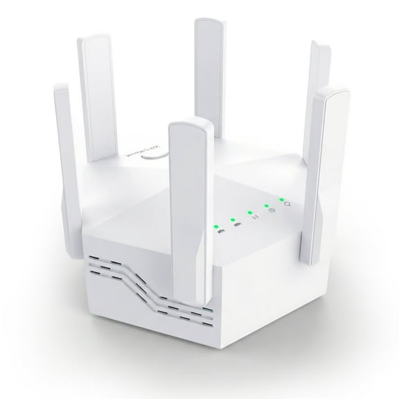 2025 WiFi Extender Signal Booster Up to 12000 Sq.Ft, 1200Mbps Dual Band Wireless Repeater with 6 High-Gain Antennas & 2 Ethernet Ports, AP/Repeater/Router 3-in-1 Mode, Easy Setup with WPS Button