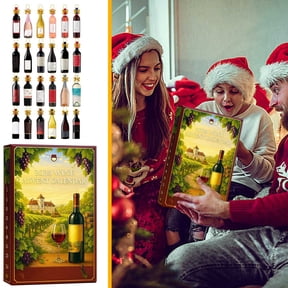 2025 Wine Bottle Advent Calendar 24-Day Christmas Countdown with Mini Wine Bottles Holiday Gift Box for Wine Lovers Couples Adults Festive Tasting Experience