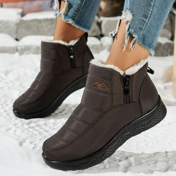 2025 Winter Boots for Women Warm Fur Lined Snow Boots Waterproof Slip On Ankle Boot Comfortable Outdoor Anti Slip Shoes (Coffee,40)