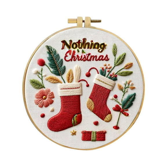 2025 Winter Embroidery Kit for Beginners and Adults, Complete DIY Embroidery Set with Needles & Thread, Handcraft Art Project with Water-Soluble Pattern